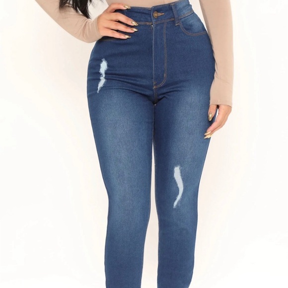 Dark Wash High Waisted Skinny Jeans - Picture 3 of 12